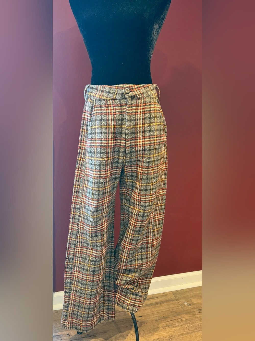 Free People Plaid Wide-Leg women’s Pants in Multicolor ***Fall must Have***